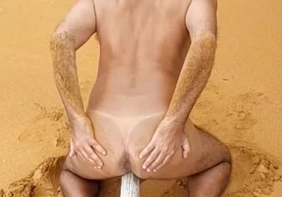 Ladysilva Naked on the Beach Horny with a Cock in Her Ass