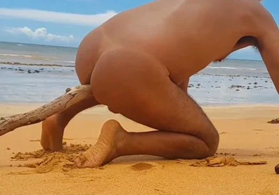 Ladysilva on the Beach Naked Masturbates with a Cock in Her Hot Ass