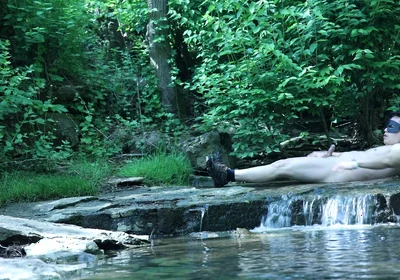 Flexing by the Waterfall, Trying to Sneak a Little Private Moment…