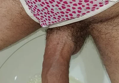 Submissive and Hairy Trans, Masturbates in Public Bathrooms Until Cum Squirts, Submissive and Hot Big Cock and Veniza