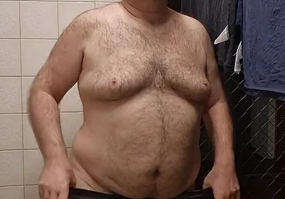 Chubby Daddy Bear Get Naked in the Laundry Room
