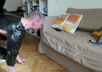 Wrapped in Black Film and Fucked with a Big Cock. 4K Original. Part 2