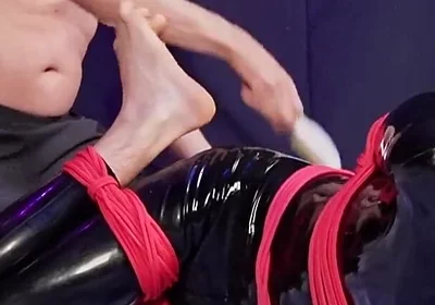 Nicky Roped Ballgagged and Tickled in Latex