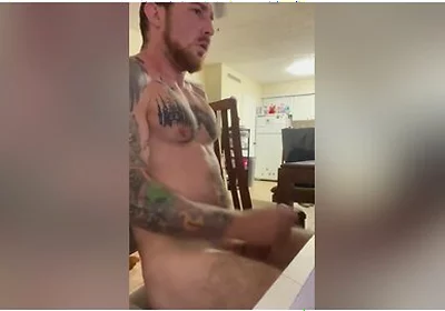 Big Load At The End Solo Tattoo Muscular Guy Masturbation