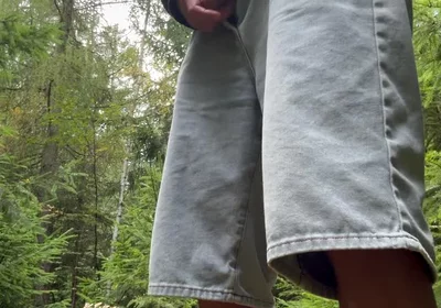 Masturbation in nature while picking mushrooms