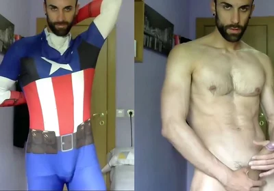 Captain America Jerking off and Cumming