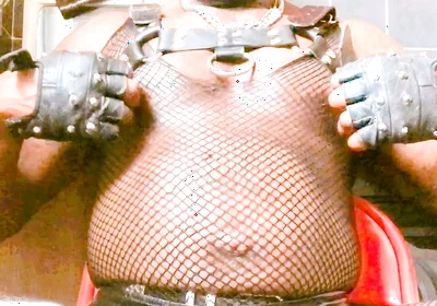 Fishnet Bodysuit & Leather Harness Titplay BBC Verbal Heavy Cum Scenes