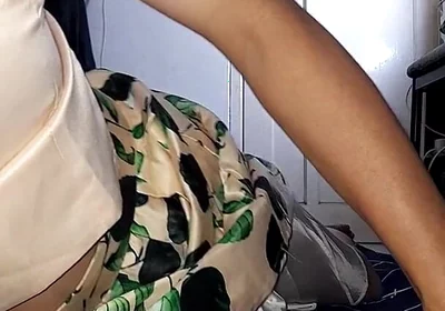 Cum Wearing Satin Set of Tank Top and Skirt