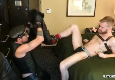 Leather master fucking boy hard