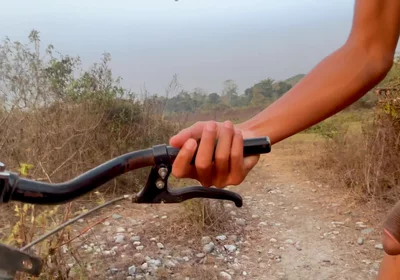 Nude Desi Boy Riding a Bicycle in the Open Outdoors.