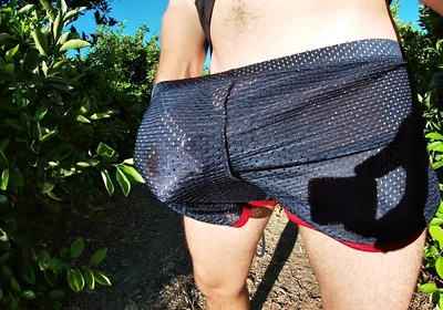 Cumming in My Sport Shorts Outdoors