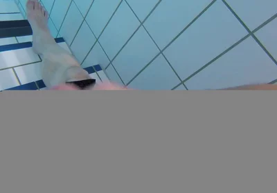 Underwater Close-up: Fat Guy Extensive Masturbates His Thick Foreskin Cock in a Public Swimming Pool
