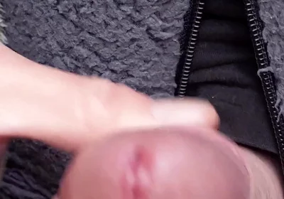 Big Uncut Cock Close up Outdoor Onesie Wanking Edging Cumming