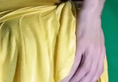 Pale Yellow Thong Under Yellow Skirt