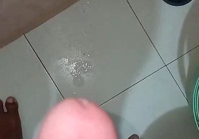 Solo Cock Cummshot Mastrubation in Bathroom