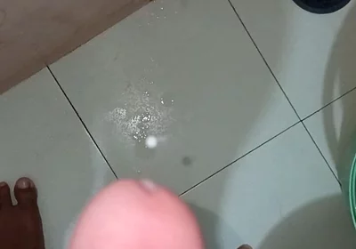 Solo Cock Cummshot Mastrubation in Bathroom