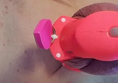 Anal Dildo Fucking and Squirting While Locked in Chastity