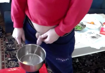 John Is Pissing Into a Kitchenpot