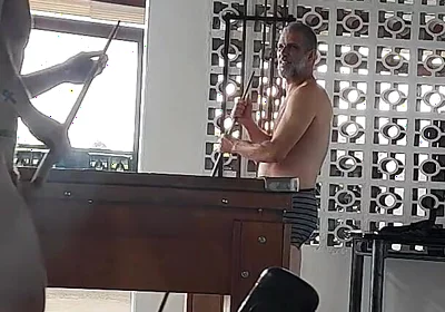 Camera Films Straight Players Playing Pool and Naked