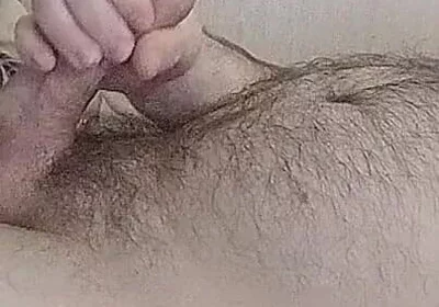 Chubby Gay Masturbating on Bed and Cum to Hairy Belly