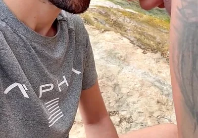 Hot Stepdaddy Sucking Massive Cock Outdoors