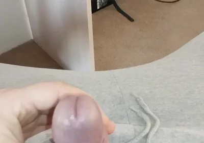 When I'm Home Alone - Jerking off My Shaved Dick Ended in an Orgasm on a Gaming Chair