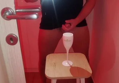 Cum Tasting Mot & Chandon - and a Goblet of Cum to Drink Poured by a Nice Italian Cock