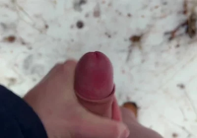 Handy POV - Twink Wixt His Cock in the Forest - in Winter