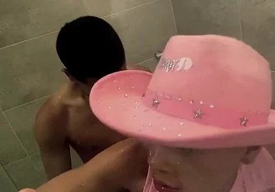 Femboy Gets Fucked by a Stranger in the Bathroom of the Hotel Where She Is on Vacation with Her Family