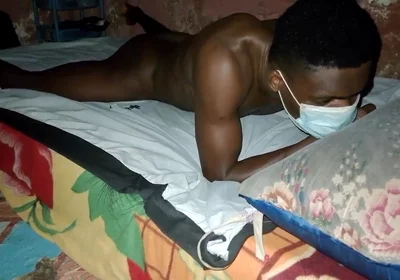 African Black Guy Fucks His Bed