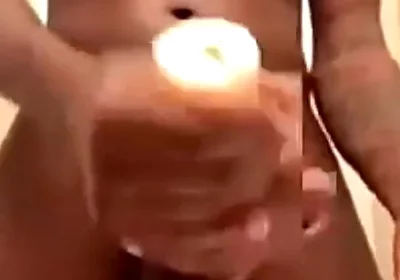 Stroking my hard big dick with torch