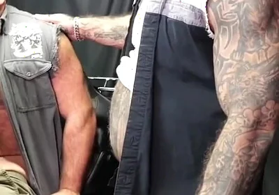 Threesome Harley Fucking with Manny Muscle and King Baiter