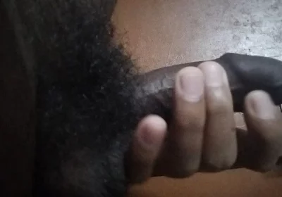 Masturbating,rubbing, and Slapping My Hairy Uncut Black Cock After Long Time