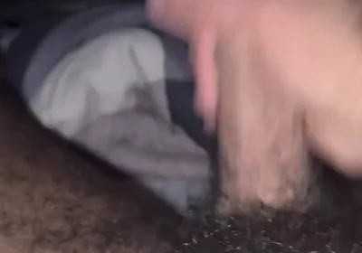 Hairy Black Man Jerking off Before Bed