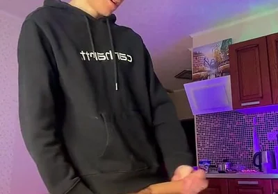 Skinny Boy Making a Huge Mess with His Thick Dick