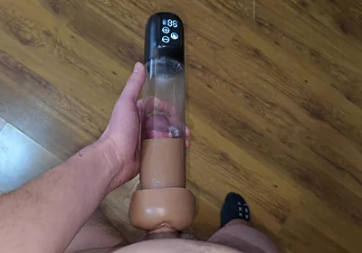 After Orgasm - Pumping My Cock in a Cum-filled Vacuum Pump