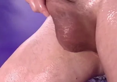 Femboy Plays with His Big Oily Cock and Squirts Cum