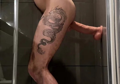 Hungry Locked Bottom Playing with Huge 10 Inches Monster Dildo