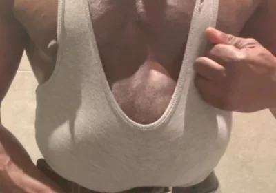 Black Muscle Stepdad Revealing Singlet Bate Cum Post Gym Shower