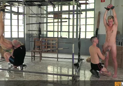 Dom Stepdaddy Uses Two Twinks : Master Kane Bounds And Torments Two Blonds - Sebastian Kane, Jan Blatnik And Mitch Schif