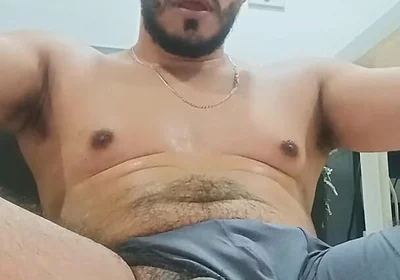 Sexy Hairy Latino Exercising at Home