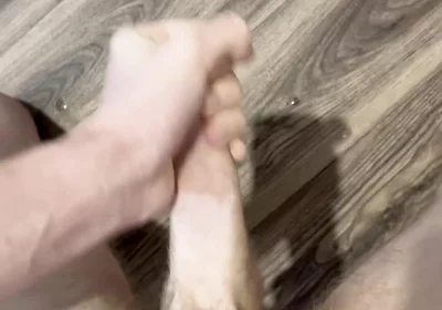Twink - Long Cumshot. Horny Cumshot Explosion, Cum on the Floor, Hairy Legs, Arms and Hot Abs.