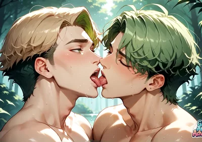 Green-haired Forest Muscles: Gay Cum Shot