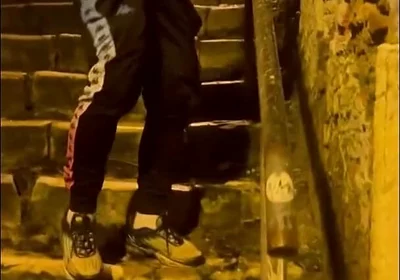 Amateur Boy Catches His Friend Pissing in the Street and Touches His Cock