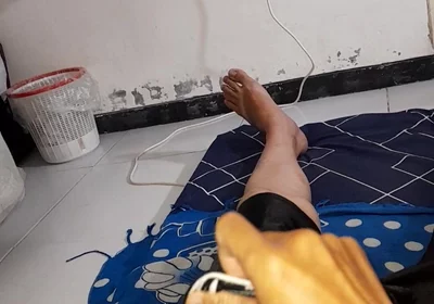 Wearing Satin Pink Lingerie Inside Shorts and Cum Into It