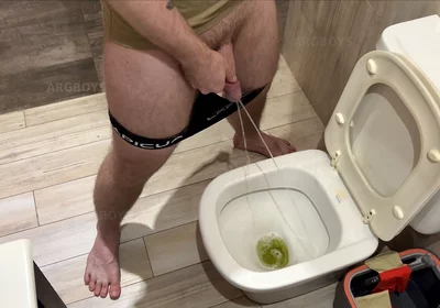He Kisses My Big Hard Cock While I Pee