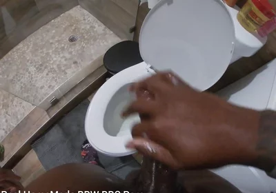 Stroking My BBC Peeing in the Toilet POV