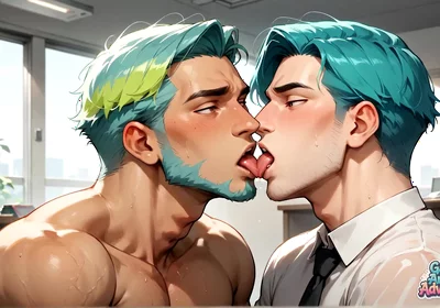 The Teal-haired Muscle Lover Fills the Office Orgy Quota with His Freshest Honey - Wow, First-time XXX!