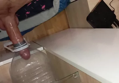 The Stud with the Big Cock Is Eager to Fuck an Ass, Cumshot in the Mouth of the Bottle!