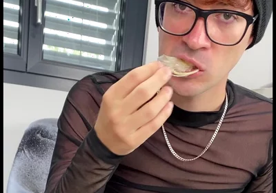 Hot Gabriel Pleasuring Himself and Eating His Cum!